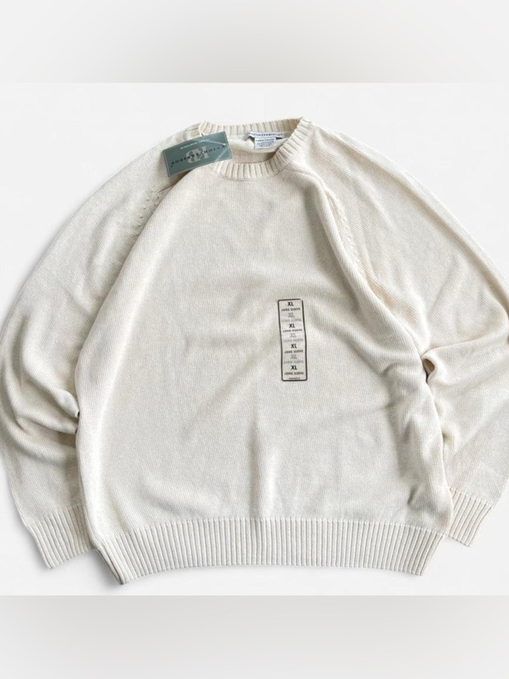 Vintage NWT Cream Tone Ivory Knit Knightsbridge Crewneck Pullover Sweater Men’s